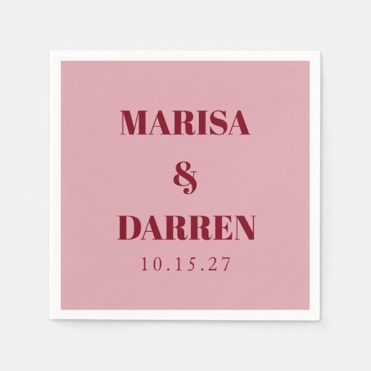 Handwriting Script Whisky Red Pink Custom Wedding Serviette (Vorderseite)