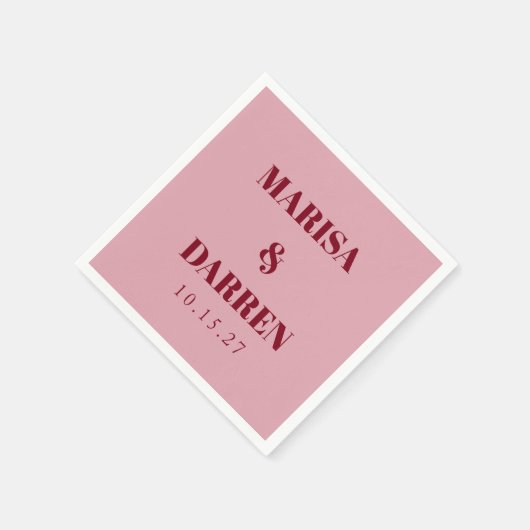 Handwriting Script Whisky Red Pink Custom Wedding Serviette (Ecke)