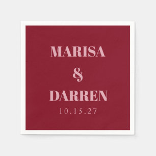 Handwriting Script Whisky Red Pink Custom Wedding Serviette