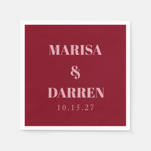 Handwriting Script Whisky Red Pink Custom Wedding Serviette (Vorderseite)