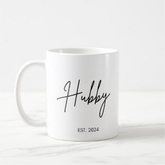 Handwriting Simple Hubby Wifey Wedding Date Couple Kaffeetasse