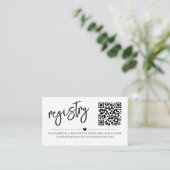 Handwriting Simple Modern Wedding Registry QR Begleitkarte (Stehend Vorderseite)