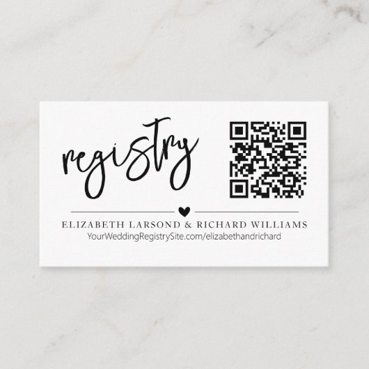 Handwriting Simple Modern Wedding Registry QR Begleitkarte (Vorderseite)
