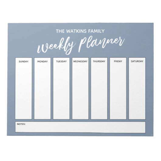 Handwriting Simple Weekekly Planner Denim Blue Notizblock (Vorderseite)