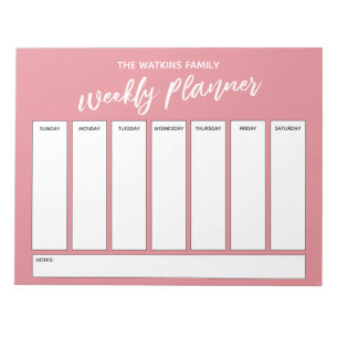 Handwriting Simple Weekly Planner Strawberry Ice Notizblock