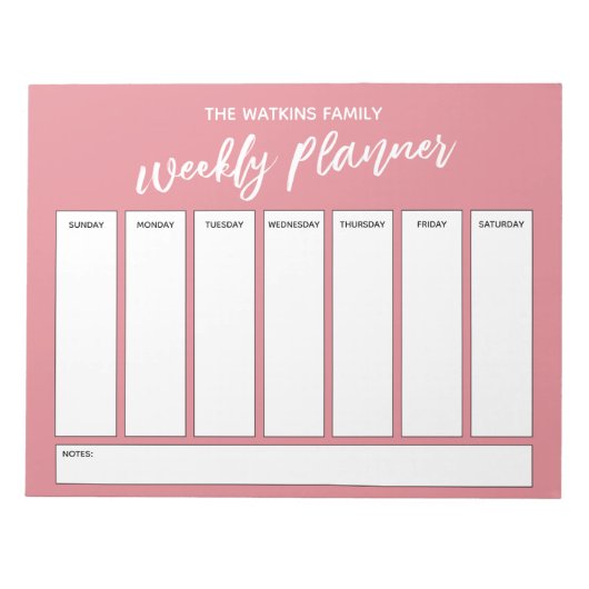 Handwriting Simple Weekly Planner Strawberry Ice Notizblock (Vorderseite)