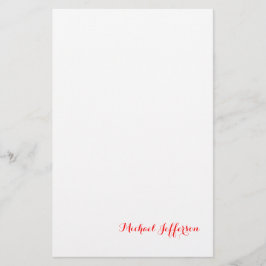 Handwriting-Skript Elegant Schlicht Simple Red Whi Briefpapier