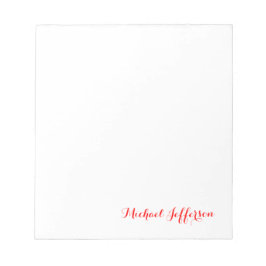 Handwriting-Skript Elegant Schlicht Simple Red Whi Notizblock