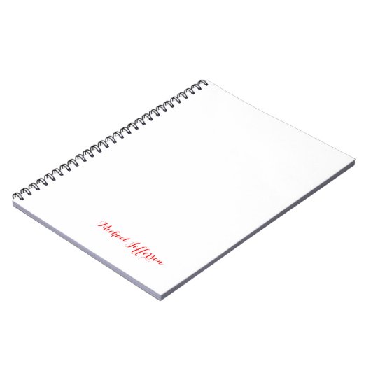Handwriting-Skript Elegant Schlicht Simple Red Whi Notizblock (Linke Seite)