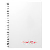 Handwriting-Skript Elegant Schlicht Simple Red Whi Notizblock (Vorderseite)
