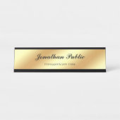 Handwriting Skript Elegante Gold Moderne Vorlage Schreibtischnamensplakette (Vorderseite )