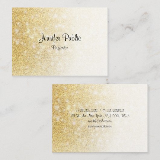 Handwriting-Skript Eleganter Moderner Gold-Glitzer Visitenkarte (Vorne/Hinten)