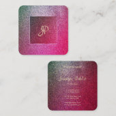 Handwriting-Skript Moderne Elite-Glitzer-Vorlage Quadratische Visitenkarte (Vorne/Hinten)