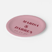 Handwriting-Skript Red Pink Custom Wedding Pappteller (Schrägansicht)