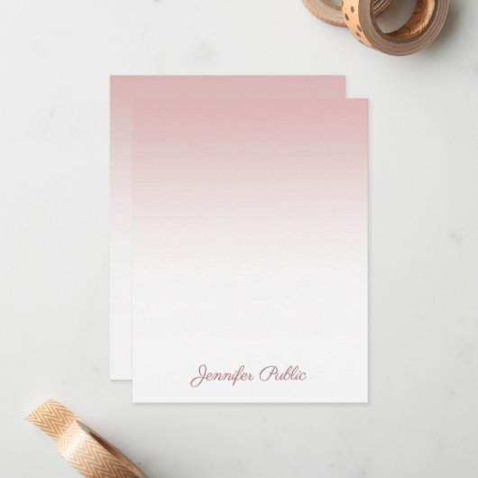 Handwriting-Skriptname Moderne Rose Gold-Vorlage Mitteilungskarte (Vorderseite/Rückseite Beispiel)