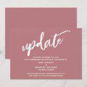 Handwriting Storniert Hochzeitsupdate Dusty Rose Einladung (Vorne/Hinten)