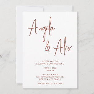 Handwriting Style Script Terracotta Wedding Einladung