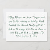 Handwriting Style White and Forest Green Wedding Einladung (Vorderseite)