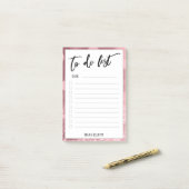 Handwriting To Do List Glitzer Bokeh Rose Gold Post-it Klebezettel (Auf Schreibtisch)