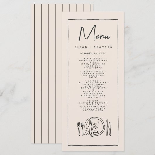 Handwriting Typografy Retro Wedding Menu Menükarte (Vorne/Hinten)