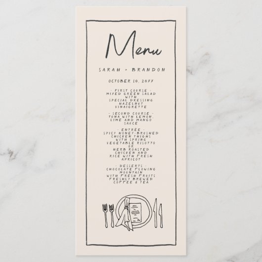 Handwriting Typografy Retro Wedding Menu Menükarte (Vorderseite)