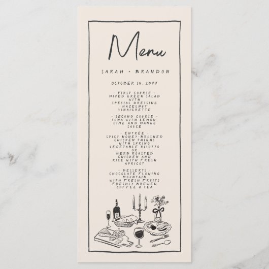 Handwriting Typografy Retro Wedding Menu Menükarte (Vorderseite)
