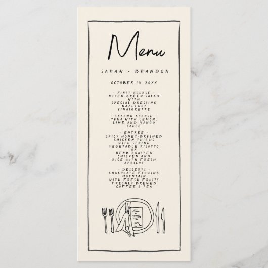 Handwriting Typografy Retro Wedding Menu Menükarte (Vorderseite)