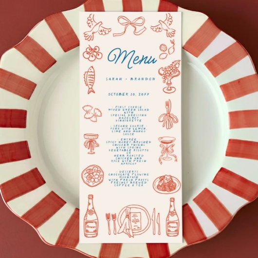 Handwriting Typografy Retro Wedding Menu Menükarte