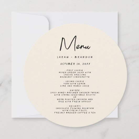 Handwriting Typography Retro Wedding Menu Einladung (Vorderseite)