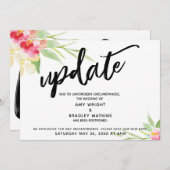 Handwriting"Update"Blume"Zurückgestellt Hochzeit Einladung (Vorne/Hinten)