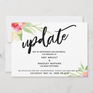 Handwriting"Update"Blume"Zurückgestellt Hochzeit Einladung