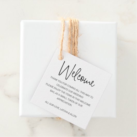 Handwriting Wedding Willkommensbeutel Geschenkanhänger (Beispiel)
