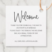 Handwriting Wedding Willkommensbeutel Geschenkanhänger (Rückseite)