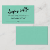 Handwriting Windeln Raffle Ticket Lucite Green Begleitkarte (Vorne/Hinten)