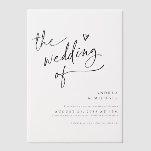 Handwriting with Heart Modern Wedding Pergament Einladungen (Vorderseite)