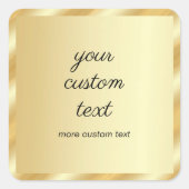 Handwriting Your Custom Text Elegant Gold Template Quadratischer Aufkleber (Vorderseite)