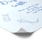 Handwritten Baby Shower, Boy Diaper Raffle Poster (Ecke)