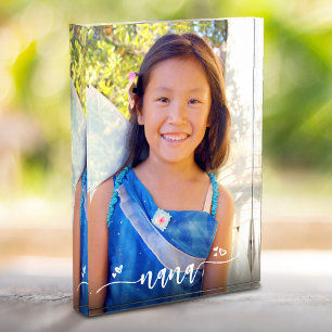 Handwritten Calligraphy Nana Heart Custom Keepsake Fotoblock