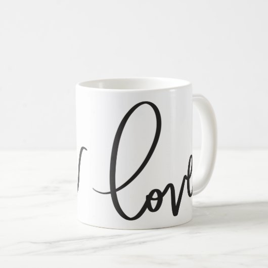Handwritten Calligraphy Script love  Kaffeetasse (VorderseiteRechts)