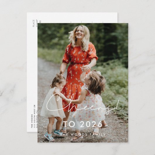 Handwritten Cheers to 2023 New Year's photo Postkarte (Vorne/Hinten)