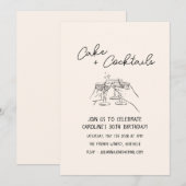 Handwritten Cocktail Doodle 30th Birthday Party Einladung (Vorne/Hinten)