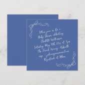 Handwritten Coquette Bow Blue Bridal Shower Square Einladung (Vorne/Hinten)