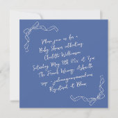 Handwritten Coquette Bow Blue Bridal Shower Square Einladung (Vorderseite)