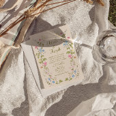 Handwritten Drawn Floral Summer All In One Wedding Einladung