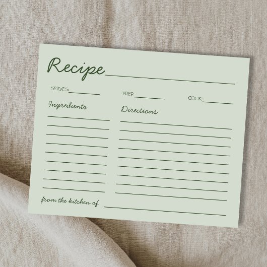 Handwritten Font Sage Green Recipe For The Bride