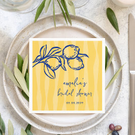 Handwritten Italian Lemon Stripes Bridal Shower Serviette