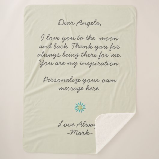 handwritten love letter or message custom sherpadecke (Vorderseite)