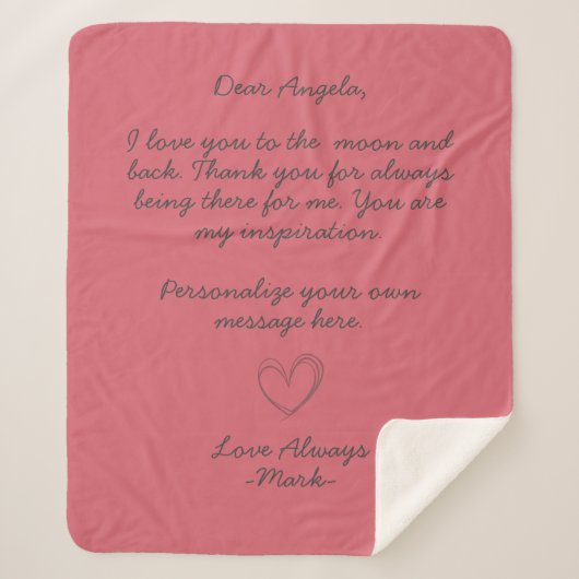 handwritten love letter or message custom sherpadecke (Vorderseite)