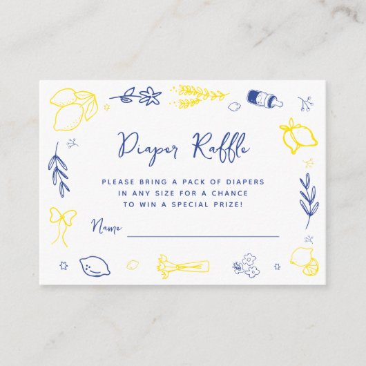 Handwritten Main Squeeze Italian Diaper Raffle Begleitkarte (Vorderseite)
