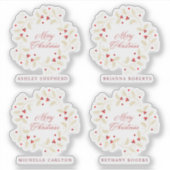 Handwritten Merry Christmas Holly Branches Wreath Aufkleber (Vorderseite)